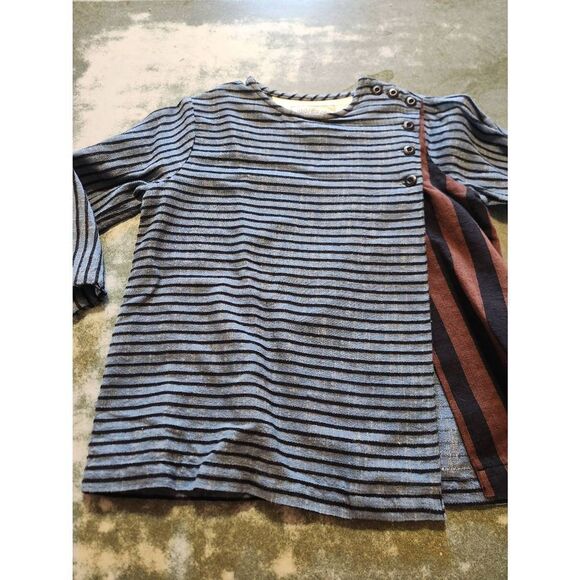 Ace&Jig Promenade Striped Side Cross Button Contrast Top sz XS - Picture 2 of 6